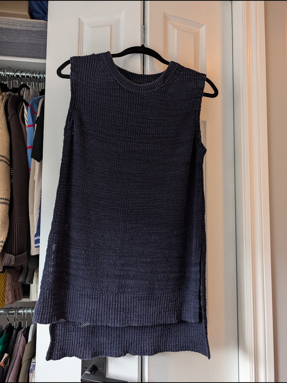 J. Crew Navy Layered Sleeveless Knit Tank